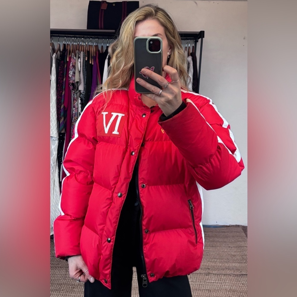 Polo Ralph Lauren RL Britain Snow Ski Cup IV Red White Stripe Down Puffer Jacket - Picture 5 of 15